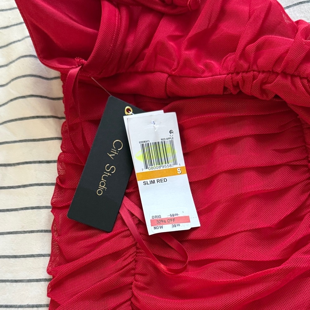City Studio Red Ruched Mini Dress - Picture 2 of 3
